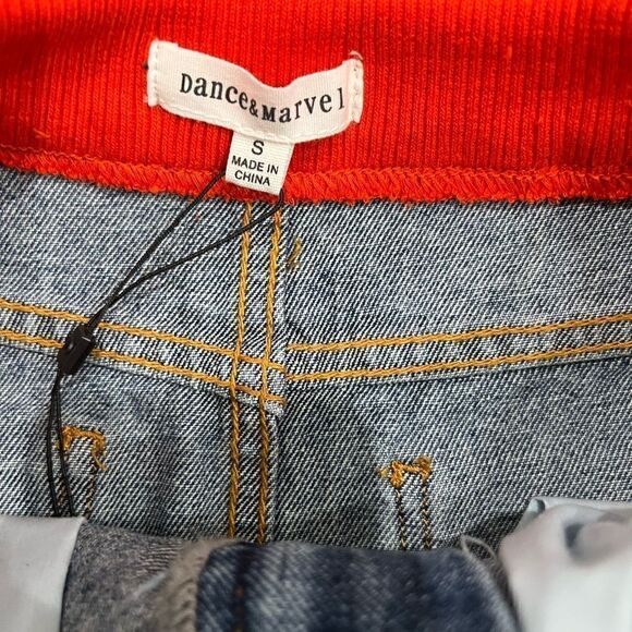 Dance & Marvel 'Aries' Denim skirt Distressed Destroyed Orange Trim Destructed S - Picture 8 of 9